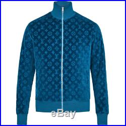 Louis Vuitton Monogram Velour Cotton Track Jacket Sweater Blue XXL 3L Kim Jones