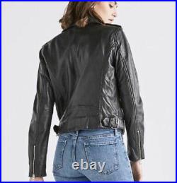 Lucky Brand Core Moto Black Soft Leather Jacket Size Small Excellent Condition