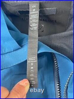 Lululemon Rain Weather Jacket Mens XXL Glyde Hood Full Zip Blue