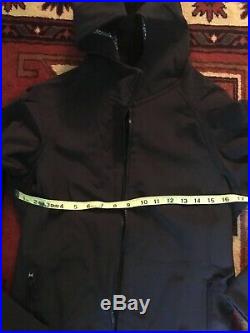 Lululemon Rare Apres Rain Jacket Long Black Coat Soft Shell Fleece Lined Hood