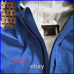 Mammut DRYtech Premium Blue Hooded Jacket Full Zip Waterproof Shell Medium M