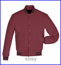 Maroon Soft shell Polyester Varsity Letterman Baseball College Jacket 2XS7XL