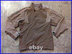 Massif men sz 42 R Soft Shell Jacket zips tan lightweight stretchy B3