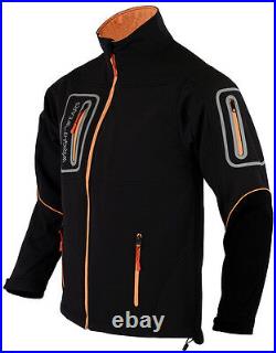 Men Black Soft shell Pro Jacket Waterproof Long Sleeves 4 Zip Pocket Size Medium