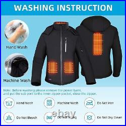 Men Heated Jacket Winter Coat Outdoor Soft Shell Waterproof Fleece Detachable Ho