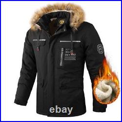 Men Thick Windbreaker Jacket Hooded Jacket Waterproof Outdoor Soft Shell