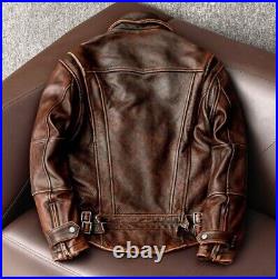 Men's Cowhide Brown Antique Look Real Leather Jacket