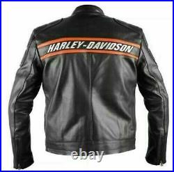 Men's Cowhide WWE Goldberg Bill Harley Davidson Motorcycle Biker Leather Jacket