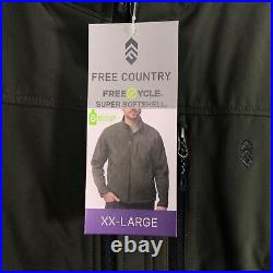 Men's Free Country Soft Shell Zip Jacket, Size XXL Dark Olive Green