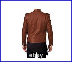 Men's Genuine Leather Red Lambskin Soft Shell Jacket Biker Motorcycle