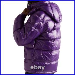 Men's Handmade New Quilted Down Purple Shell Hooded Winter Puffer Jacket for Men