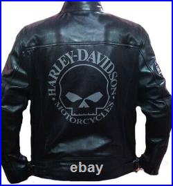 Men's Harley Davidson Motorcycle Vintage Biker Black Genuine Leather Jacket