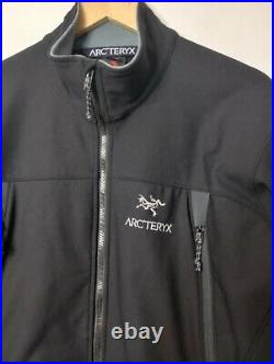 Men's Medium Arcteryx Softshell Fleece Lined Full Zip Stretch Jacket Black Grey