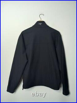 Men's Medium Arcteryx Softshell Fleece Lined Full Zip Stretch Jacket Black Grey