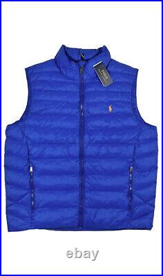 Men's POLO RALPH LAUREN Royal Blue Full Zip Quilted Puffer Vest Large NWT