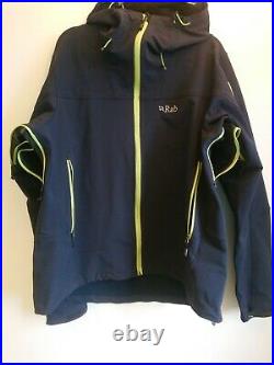 Men's Rab Exodus Jacket Size XXL 2XL Navy Blue Softshell Hooded