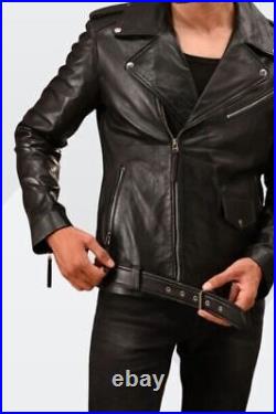 Men's Real Lambskin Genuine Soft Shell Jacket Biker Motorcycle Jacket Slim Fit