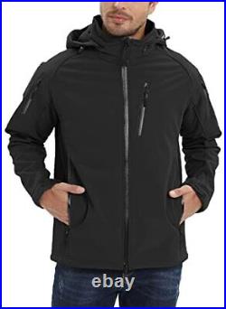 Men's Special Ops Tactical Jacket Water-Resistant Softshell Hiking Large Black