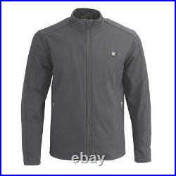 Men's Zipper Front Heated Soft Shell Jacket with Front & Back Heating ElementsGREY