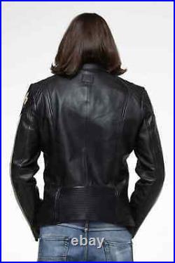 Mens Black Cafe Racer Vintage Leather Jacket Slim fit Biker Motorcycle Jacket