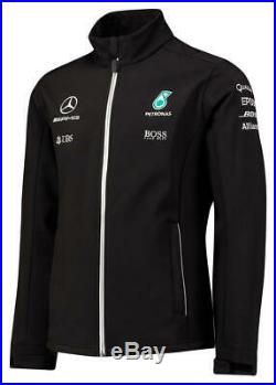 Mens F1 Mercedes AMG Petronas Black Softshell Team Jacket Formula 1 ...