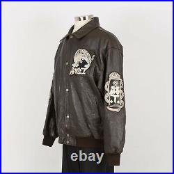 Mens Vintage Speed Tigers AVIREX USA Varsity Leather Jacket Size 2XL