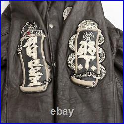Mens Vintage Speed Tigers AVIREX USA Varsity Leather Jacket Size 2XL