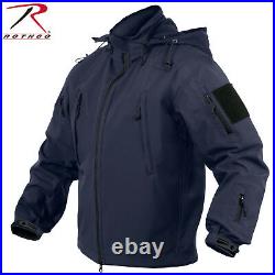 Midnight Navy Blue Concealed Carry Soft Shell Tactical Jacket with Flag Patches
