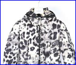 Moncler Saby Leopard Print Down Women Puffer Jacket Coat Size 2 S/M