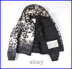 Moncler Saby Leopard Print Down Women Puffer Jacket Coat Size 2 S/M
