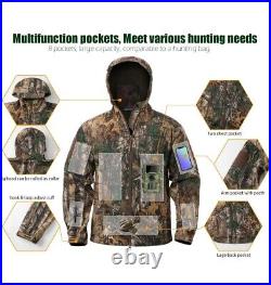 NAVEKULL Silent Hunting Clothes for Men Soft Shell Outdoor Hiking Jacket Camo