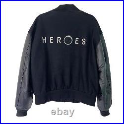 NBC Heroes Mens Varsity Jacket Black Size XL Wool Leather TV Show Excelled USA