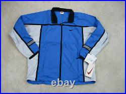 NEW Nike Jacket Adult Large Blue Gray Swoosh Vintage Windbreaker Coat Men 90s
