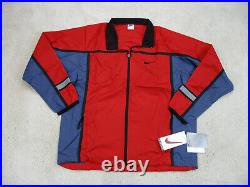 NEW Nike Jacket Adult Large Red Gray Swoosh Vintage Windbreaker Coat Mens 90s