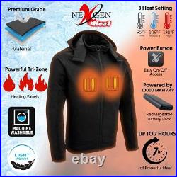 NEXGEN HEAT Men's Soft Shell Heated Jacket With Detachable Hood MPM1767