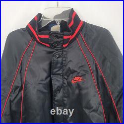 NIKE Adult XL Jacket BLACK Satin Red Piping Vintage Blue Tag 56323 Zip SnapFLAW