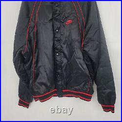 NIKE Adult XL Jacket BLACK Satin Red Piping Vintage Blue Tag 56323 Zip SnapFLAW