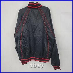 NIKE Adult XL Jacket BLACK Satin Red Piping Vintage Blue Tag 56323 Zip SnapFLAW