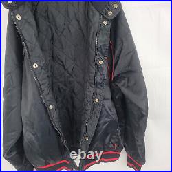 NIKE Adult XL Jacket BLACK Satin Red Piping Vintage Blue Tag 56323 Zip SnapFLAW