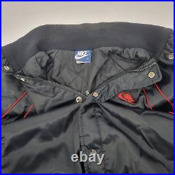 NIKE Adult XL Jacket BLACK Satin Red Piping Vintage Blue Tag 56323 Zip SnapFLAW