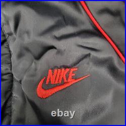 NIKE Adult XL Jacket BLACK Satin Red Piping Vintage Blue Tag 56323 Zip SnapFLAW