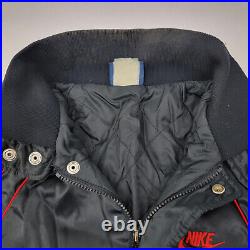 NIKE Adult XL Jacket BLACK Satin Red Piping Vintage Blue Tag 56323 Zip SnapFLAW