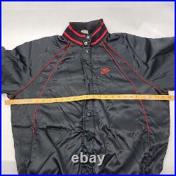 NIKE Adult XL Jacket BLACK Satin Red Piping Vintage Blue Tag 56323 Zip SnapFLAW