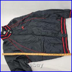 NIKE Adult XL Jacket BLACK Satin Red Piping Vintage Blue Tag 56323 Zip SnapFLAW