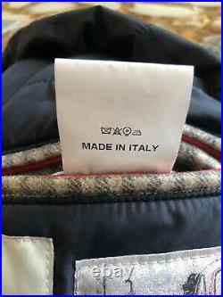 NWOT KIRED KITON Beto Bomber Wool JACKET Gray/ Tan Padded Made in Italy Sz 50