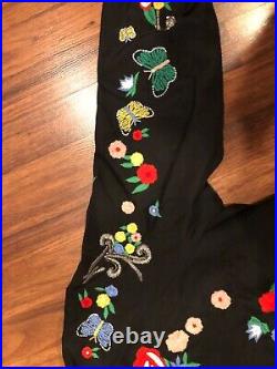 NWT Alice + Olivia Felisa Silk Embroidered Bomber Jacket, Black Multicolor sz L