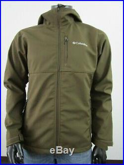 NWT Mens M Columbia Ascender Softshell Fleece Lined Hooded Jacket Olive Green