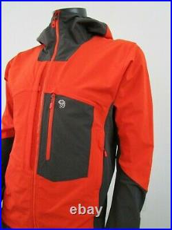 NWT Mens M Mountain Hardwear Nevache Hooded Softshell DWR Shell Jacket Orange