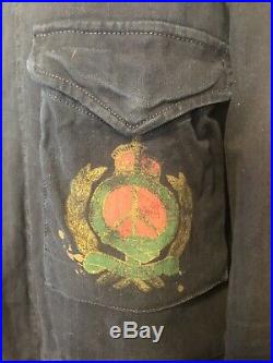 New $500 Polo Ralph Lauren Hippy War Peace Army Combat Jacket Hoodie Blue XXL 2X