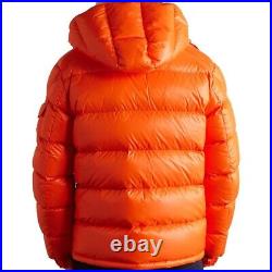 New Handmade Men's Quilted Down Orange Shell Hooded Stylish Winter Puffer Jacket